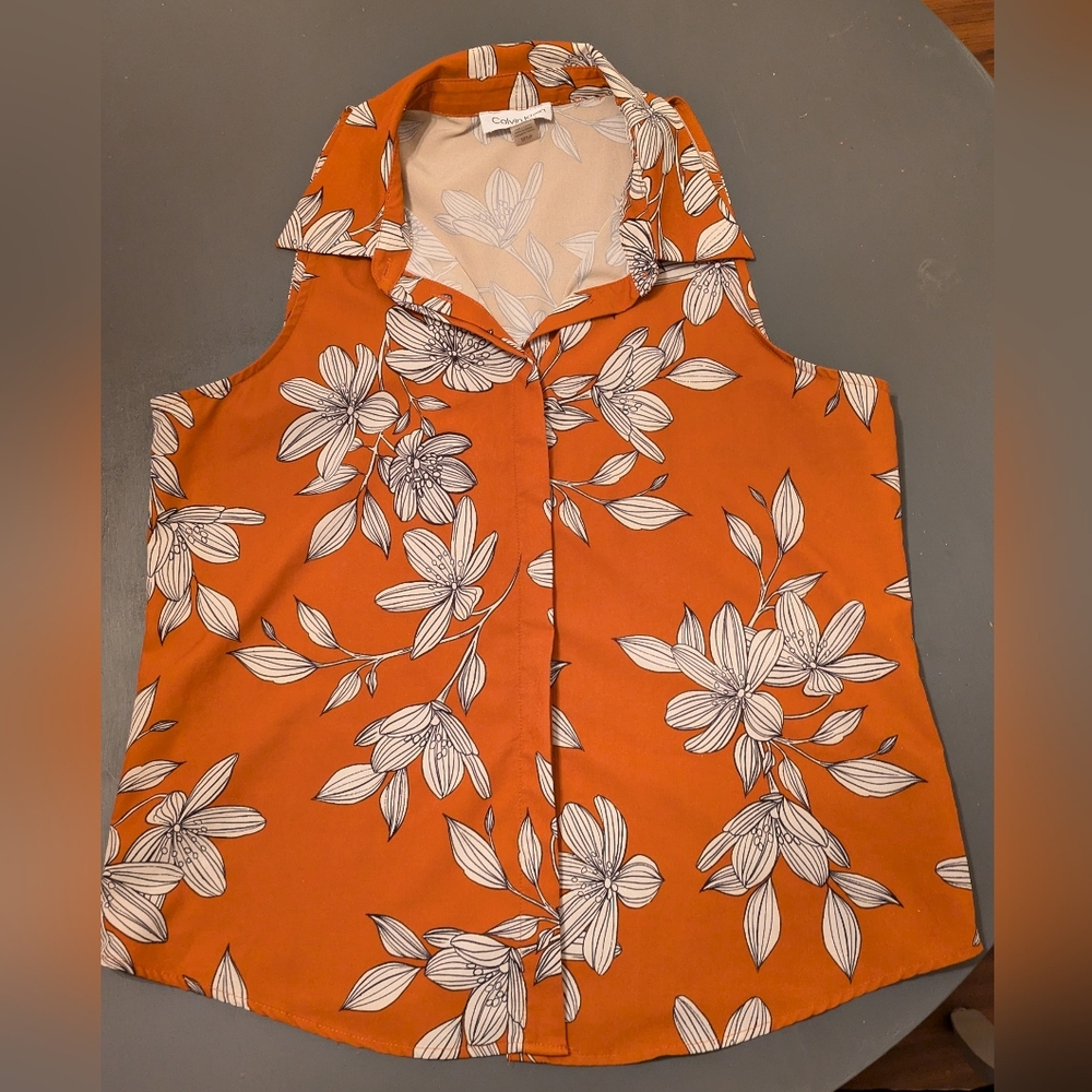 Calvin Klein Floral Sleeveless Blouse